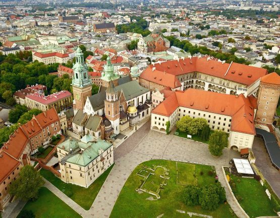 View from the heights of Wawel Castle in the historic center of Krakow